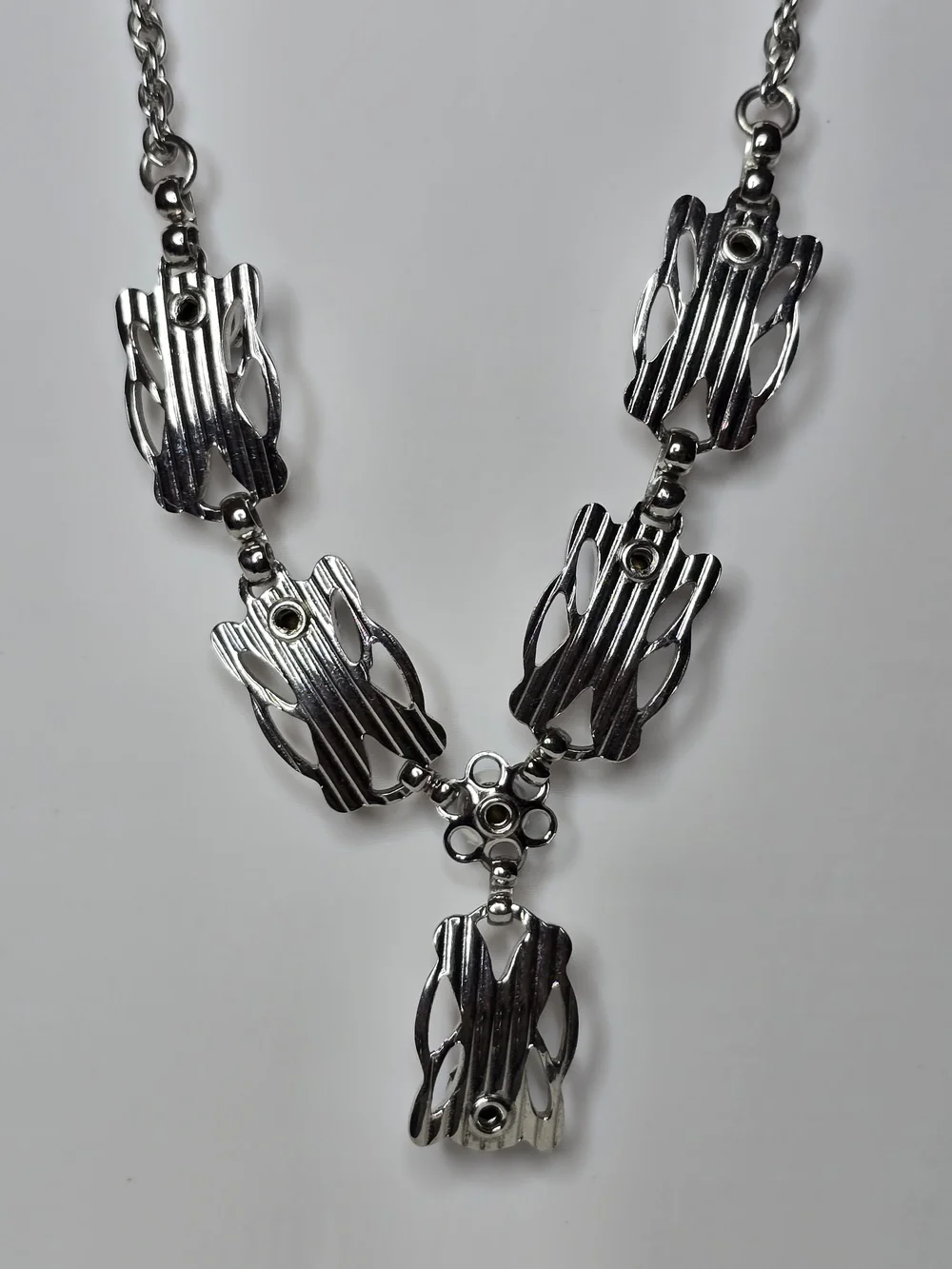 VTG 1953 Sarah Coventry Capri Necklace Blue Rhinestone Silvertone Mid Century